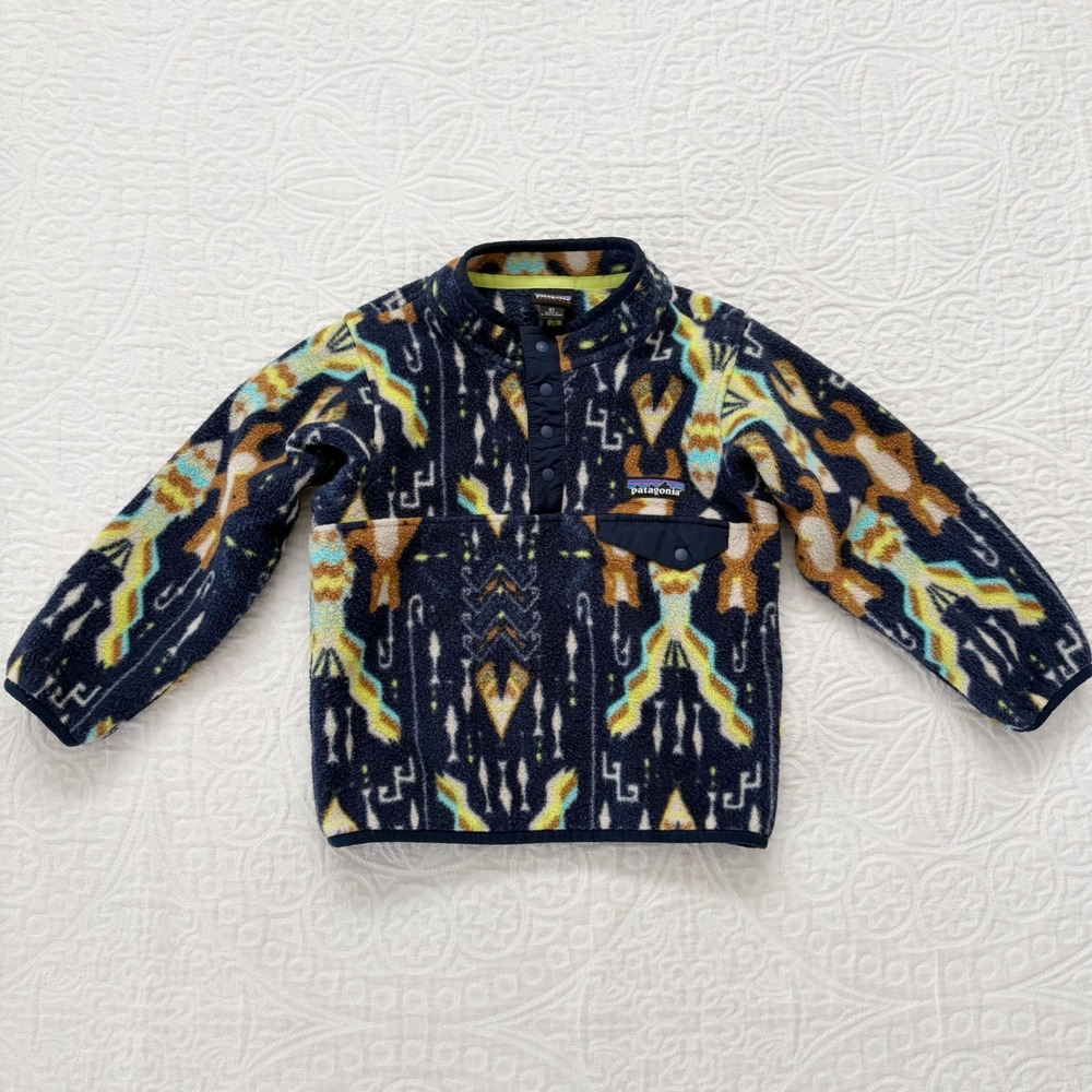 Patagonia‎ Toddler Lightweight Synchilla Snap-T Pullover Multicolor Tribal 3T